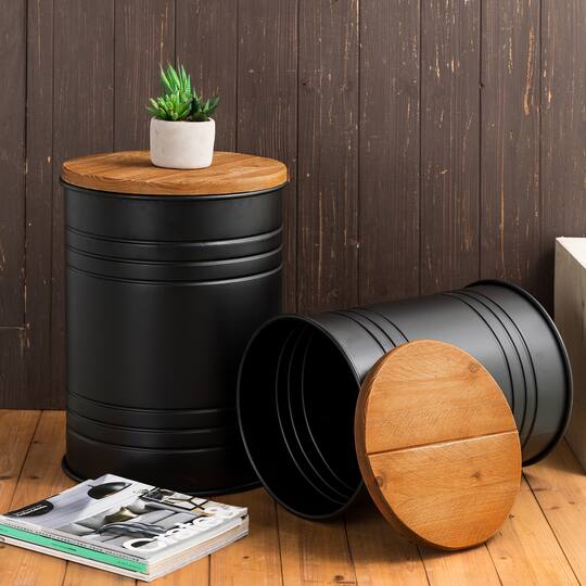 Glitzhome® Modern Black Metal Storage Accent Table Set